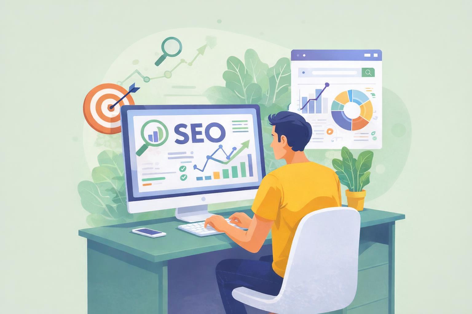 A beginner learning digital marketing strategies from an experienced professional.